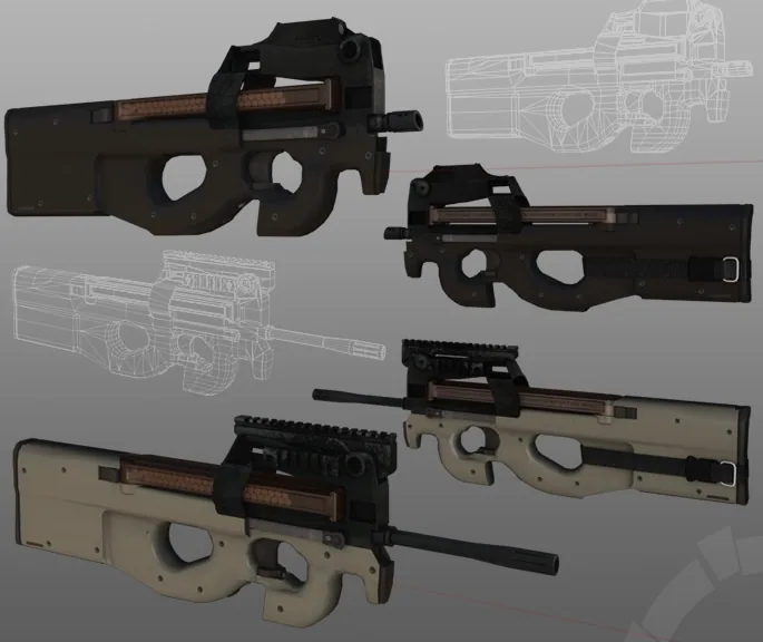 A fully playable FN P90 submachine gun